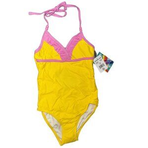 Girls One Piece Halter Bathing Suit, Sunshine Zone